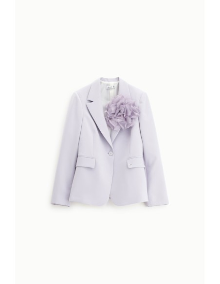 Blazer à boutonnage simple avec grande fleur décorative, s’il vous plaît