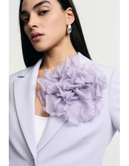 Blazer à boutonnage simple avec grande fleur décorative, s’il vous plaît