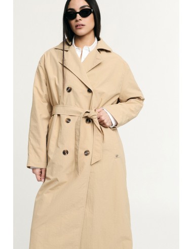 Trench-coat long avec ceinture et boutons Please
