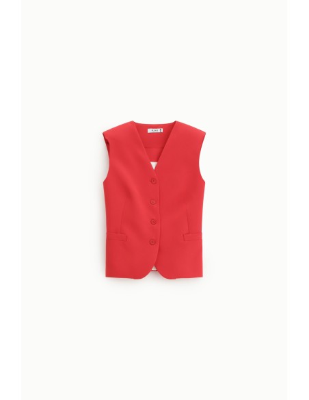 Gilet à col en V avec poches passepoilées Please