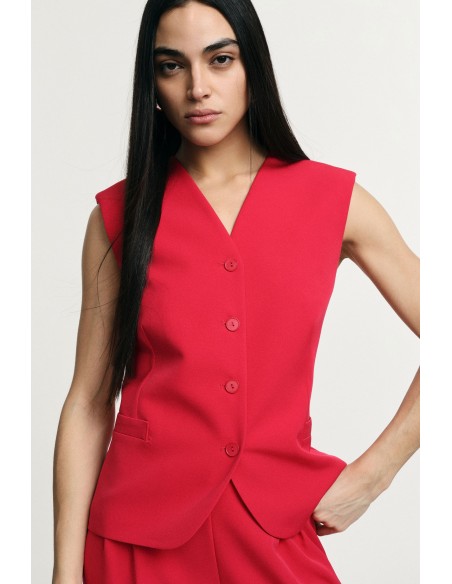 Gilet à col en V avec poches passepoilées Please