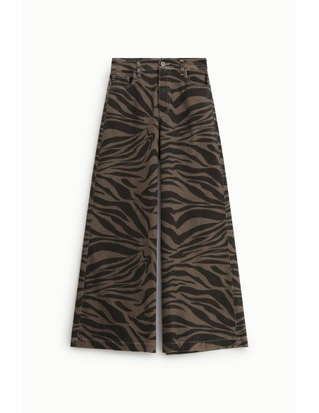 Palazzo-broek met patroonprint en hoge taille alstublieft