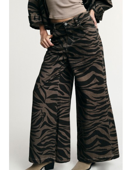 Palazzo-broek met patroonprint en hoge taille alstublieft