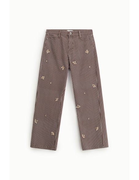 Pantalon rayé Palace avec broderie de bijoux Please