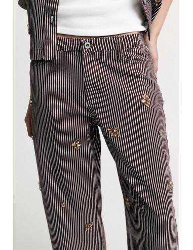 Pantalon rayé Palace avec broderie de bijoux Please