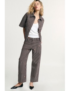 Pantalon rayé Palace avec broderie de bijoux Please