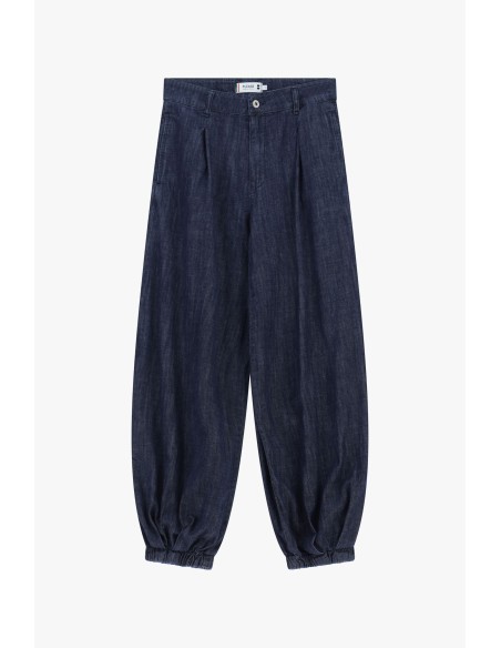 Donkere jeans in balloon fit met elastische tailleband, alstublieft