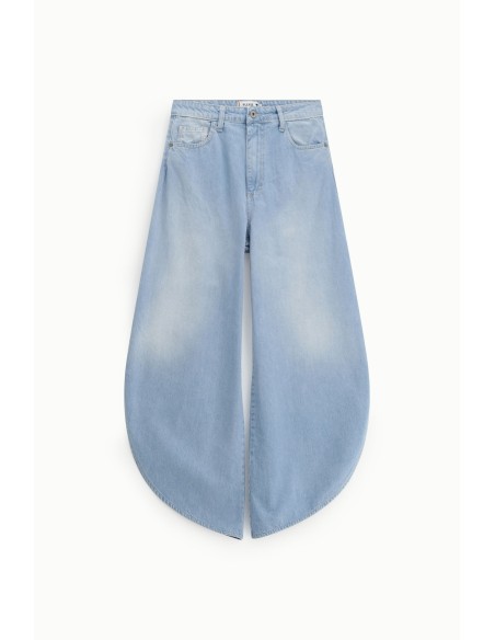 Jean à jambes larges arrondies avec fentes latérales, s’il vous plaît