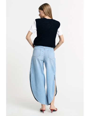 Jeans met wijde, afgeronde pijpen en zijsplitten Alstublieft