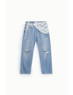 Jean mom fit taille haute, déchirures et dentelle, s’il vous plaît 2