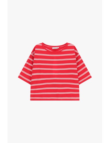Boxy Fit Crew Neck Striped T-Shirt