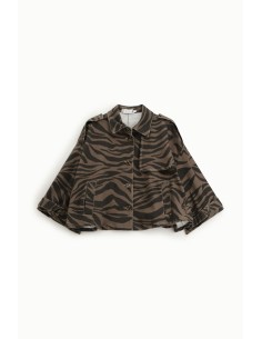 Denimjas met dierenprint en borstzak Please 2