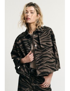 Denimjas met dierenprint en borstzak Please