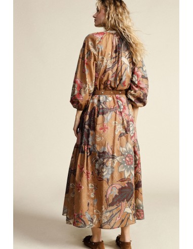 Robe longue imprimée avec boutons et ceinture Dixie