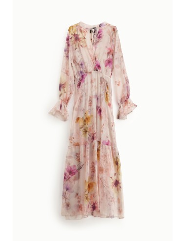 Robe longue florale à manches volantées Dixie