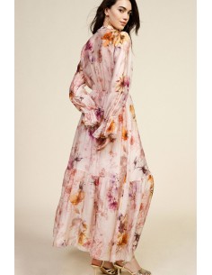 Robe longue florale à manches volantées Dixie