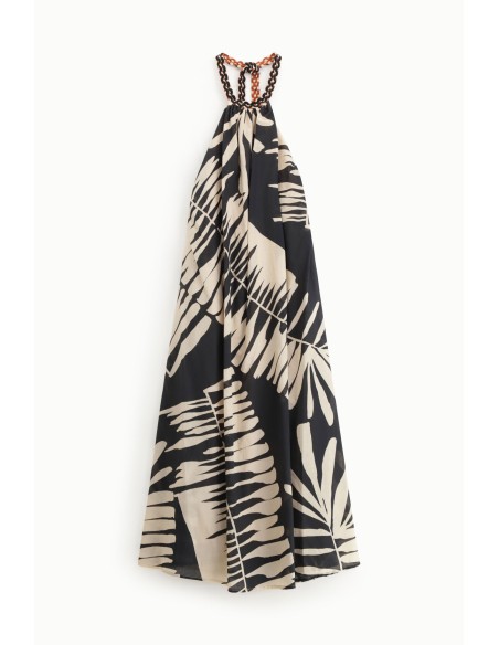 Robe longue à imprimé tropical et bretelles tressées Dixie