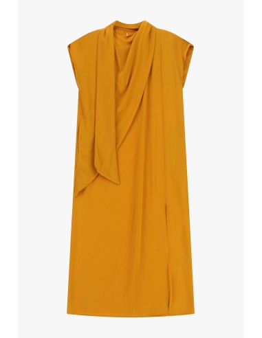 Lange mouwloze jurk met asymmetrische drapering Dixie