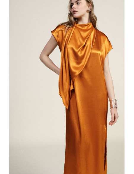 Robe longue sans manches avec drapé asymétrique Dixie