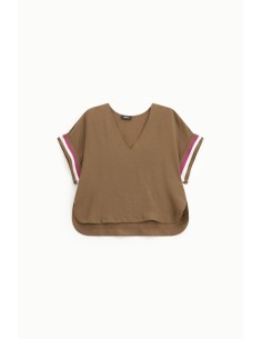 Blouse rayée Dixie à col en V et manches courtes 2