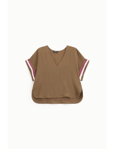 Blouse rayée Dixie à col en V et manches courtes