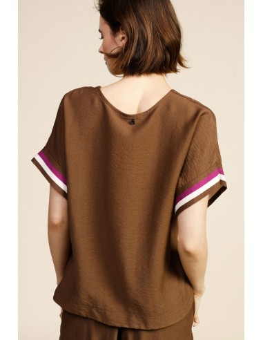 Dixie T-shirt met V-hals en korte mouwen met strepen