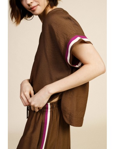 Blouse rayée Dixie à col en V et manches courtes