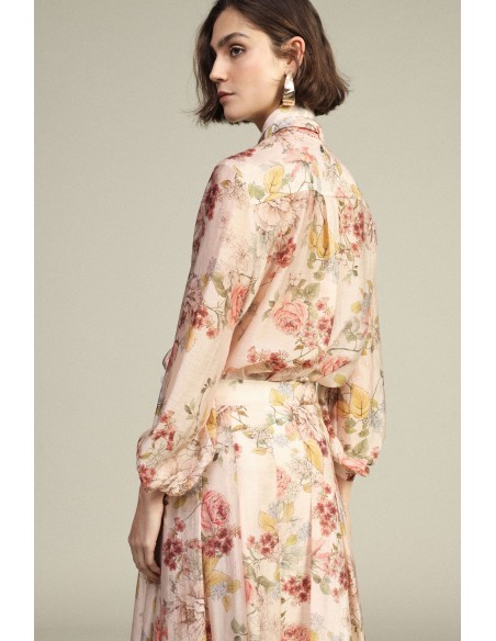 Blouse à imprimé floral, col à nœud, manches longues Dixie