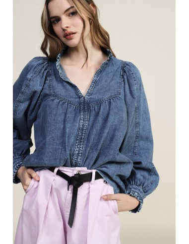 Ruimvallende blouse met V-hals en lange mouwen Dixie