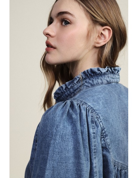 Ruimvallende blouse met V-hals en lange mouwen Dixie