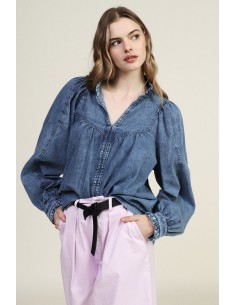 Blouse ample à col en V et manches longues Dixie