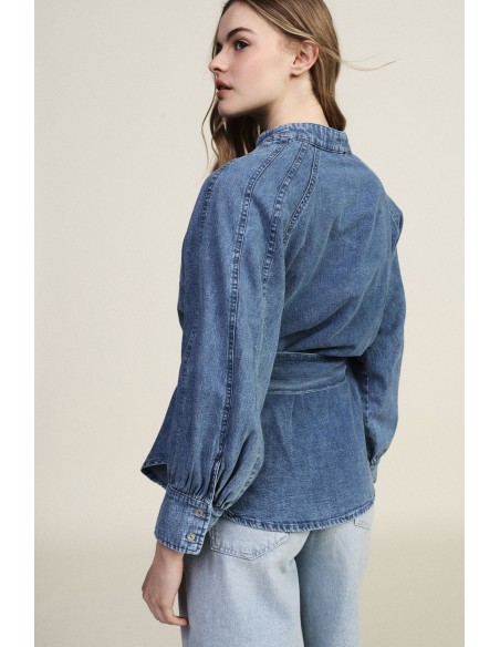 Blouse met ceintuur en mao-kraag Dixie