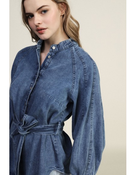 Blouse avec ceinture et col mao Dixie