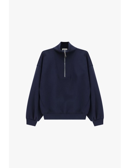 Sweatshirt Zip High Neck High Fit Xc3\Xa0 Wide Dixie