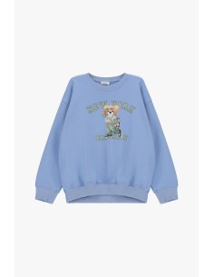 Sweatshirt à col ras du cou avec imprimé ourson et lettrage Dixie sur le devant