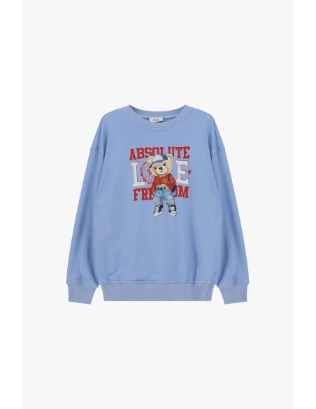 Sweatshirt col ras du cou avec impression d'ours et lettrage Dixie