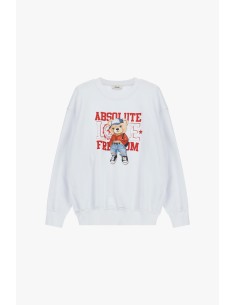 Sweater met ronde hals, teddybeerprint en Dixie-opschrift