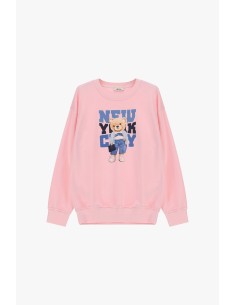 Sweatshirt Crew Neck Print Teddy Bear And Lettering Dixie 2