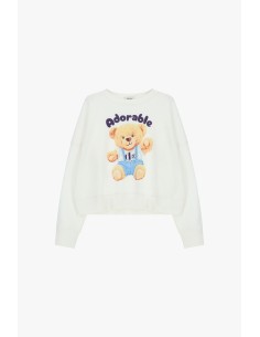 Dixie-sweater met ronde hals en teddybeerprint aan de voorkant