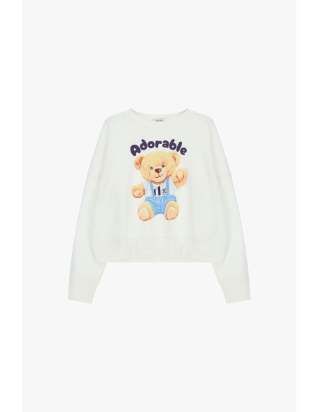 Sweatshirt col ras du cou imprimé ours Dixie