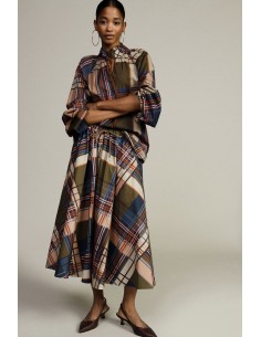 Lange rok met hoge taille en ruitmotief Dixie