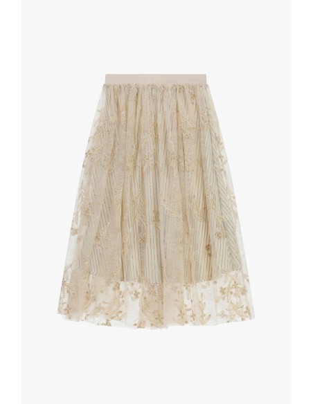 Jupe longue brodée à motif floral et taille haute Dixie