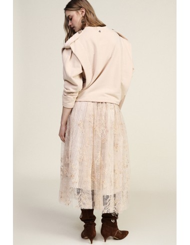 Jupe longue brodée à motif floral et taille haute Dixie