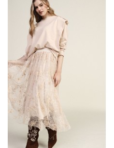 Jupe longue brodée à motif floral et taille haute Dixie