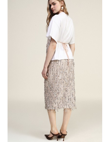 Dixie midi-rok met pailletten en hoge taille