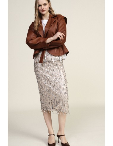 Dixie midi-rok met pailletten en hoge taille