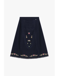 Jupe mi-longue avec broderies florales et dentelle Dixie 2