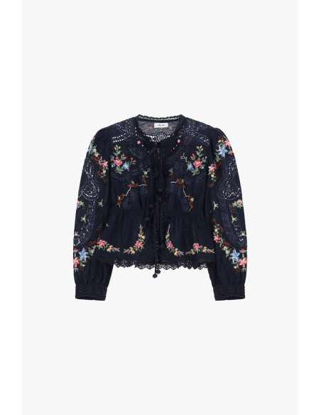 Veste chemise avec broderie florale et détails perforés Dixie