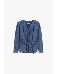 Veste en jean avec ceinture et manches longues Dixie