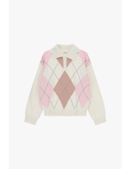 Pull en losange avec col Dixie et boutons